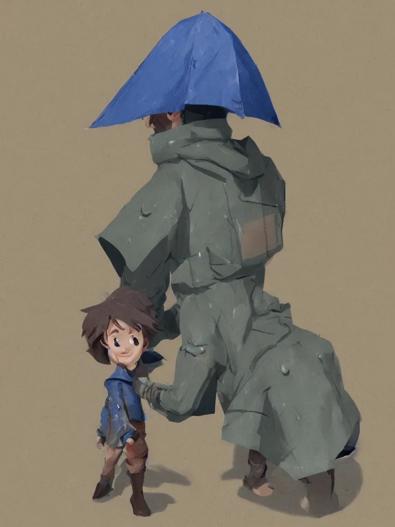 Image similar to rain coat by disney concept artists, blunt borders, rule of thirds