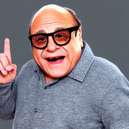 Image similar to Danny Devito flipping off the Queen | highly detailed, global illumination, trending on art station, ray tracing, 4k, 8k |