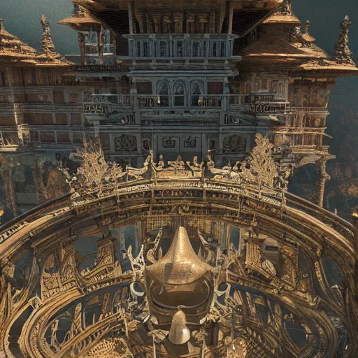 Image similar to palace in the sky, 4 k, intricate detailed, jaw dropping, gorgeous, surreal, octane render