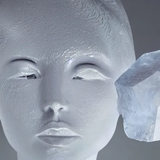 Image similar to sculpture of block of ice produces beautiful woman's face