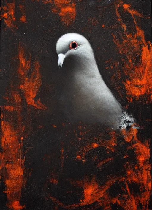 Image similar to portrait of a dove made of fire, by nicola samori, painting, 8 k, high detail