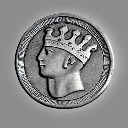 Prompt: single coin, ui, 2 d, mark of a crown in the centre