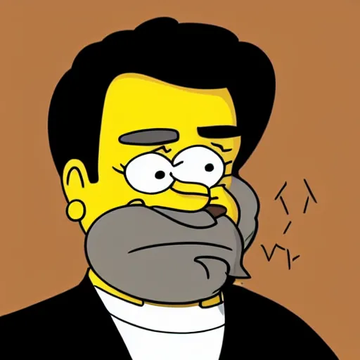 Prompt: tony soprano from hbo show the sopranos in the simpsons drawn by matt groening 1 9 9 0 s cartoon style