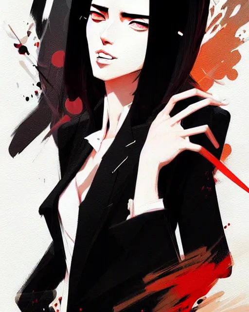 Image similar to a ultradetailed beautiful panting of a stylish woman in a black blazer, by conrad roset, greg rutkowski and makoto shinkai, trending on artstation