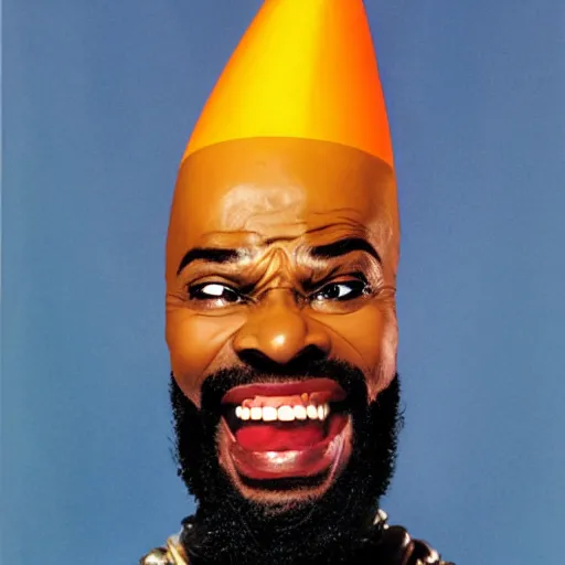 Image similar to conehead mr. t pop band, detailed facial expressions, 1 9 8 0 s aesthetic