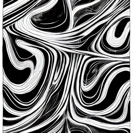 Prompt: abstract black and white concept art graphic painting illustrating diffusion process, overcomplicated, math inspired, hyper detailed