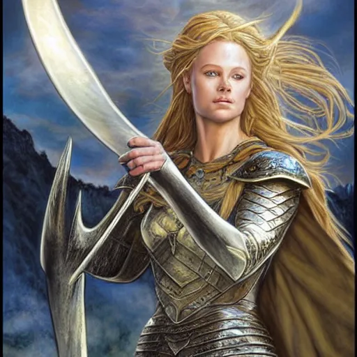 prompthunt: beautiful princess shieldmaiden Eowyn of Rohan by Mark Brooks,  Donato Giancola, Victor Nizovtsev, Scarlett Hooft, Graafland, Chris Moore