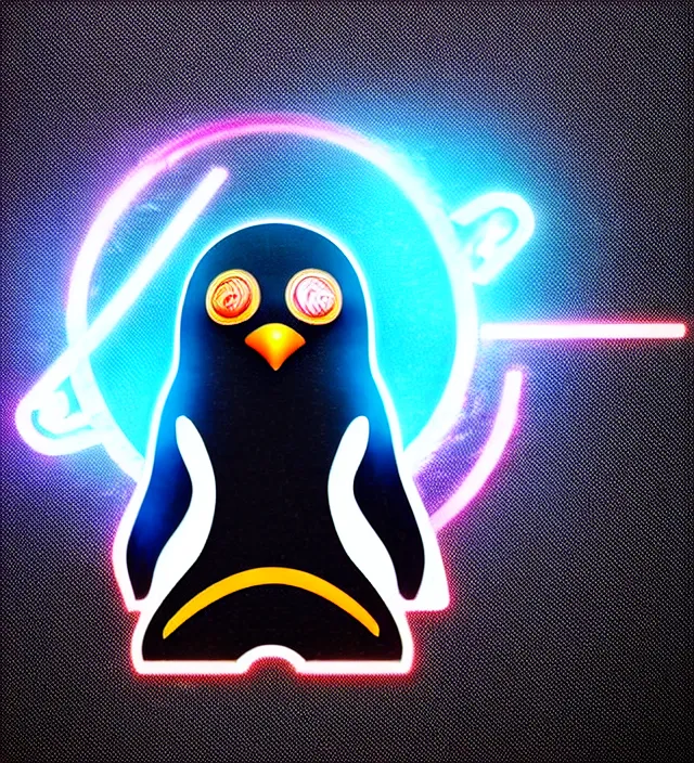 Image similar to studio beautiful cyberpunk esports penguin logo for a penguin!!!!!! studio level special effects and particles, intricate!!!!! professional, global illumination, cinematic, complex design!!!! octane render, trending on artstation, coherent, symmetrical, hyperdetailed, epic