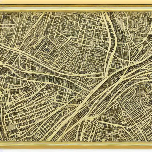 Prompt: very detailed and intricate grotosque jakarta map by gareth fuller