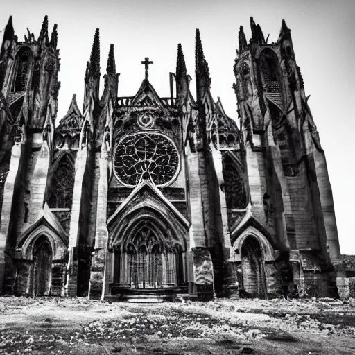 Prompt: an abandoned gothic cathedral on mars, DSLR photography 50mm