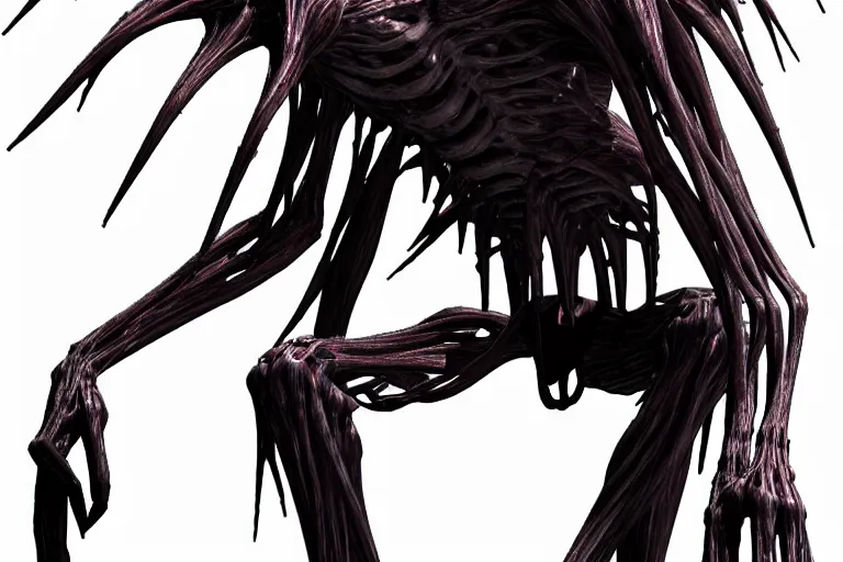 Prompt: lanky ink demon made out of a humanoid nervous system with large meaty spikes all over the body, cinematic, volumetric lighting, f 8 aperture, cinematic eastman 5 3 8 4 film, photorealistic