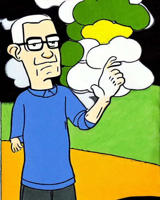 Prompt: Hank Hill drawn by Tove Jansson