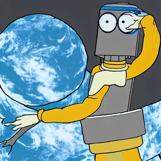 Image similar to bender spinning the earth on his finger