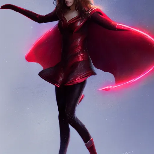 Image similar to aubrey plaza as scarlet witch by greg rutkowski, concept art, highly detailed, realistic, high fidelity, intricate, ornate, fine detail, 4k, octane render, trending on artstation