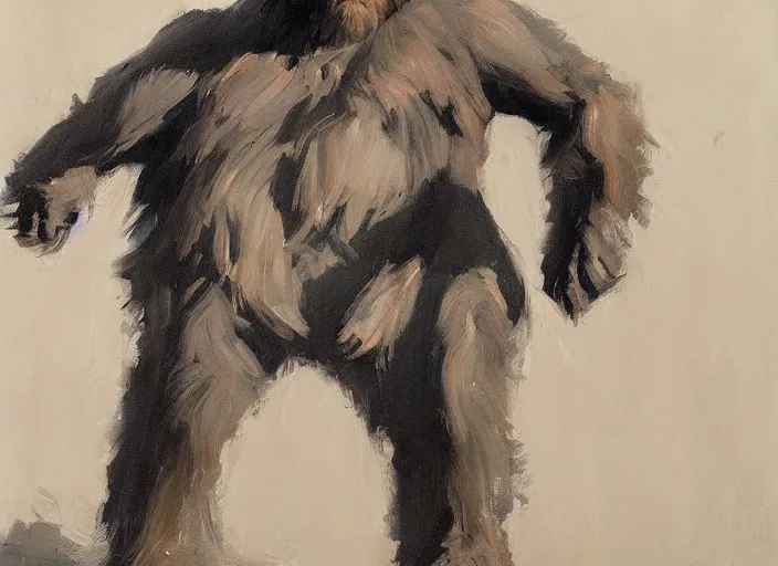 Image similar to a highly detailed beautiful portrait of bigfoot by gregory manchess, james gurney, james jean