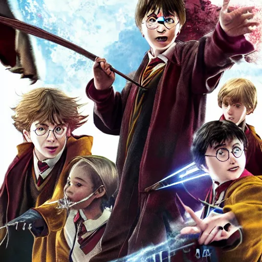 Image similar to Harry potter playstation game poster , Artwork by Akihiko Yoshida, cinematic composition