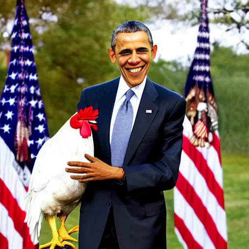 Image similar to photo of president obama holding a rooster,