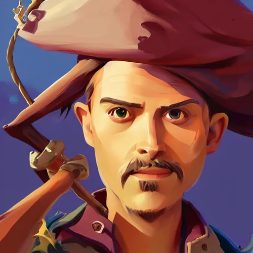 Image similar to painting jack the pirate on sea of thieves game avatar hero smooth face median photoshop filter cutout vector behance hd by jesper ejsing, by rhads, makoto shinkai and lois van baarle, ilya kuvshinov, rossdraws, illustration, art by ilya kuvshinov and gustav klimt