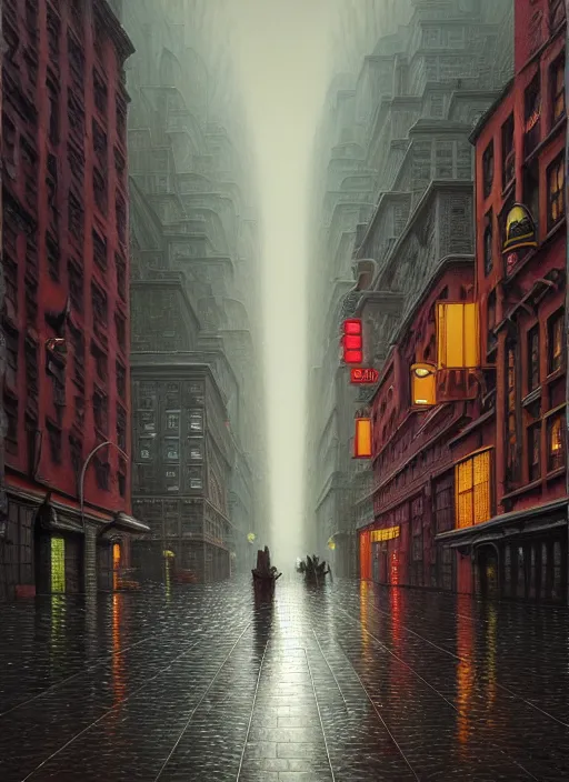 Prompt: hyper detailed 3d render like a Oil painting - the rainy city, by Jacek Yerka, Mariusz Lewandowski, Houdini algorithmic generative render, Abstract brush strokes, Masterpiece, Edward Hopper and James Gilleard, Zdzislaw Beksinski, Mark Ryden, Wolfgang Lettl, hints of Yayoi Kasuma, octane render, 8k