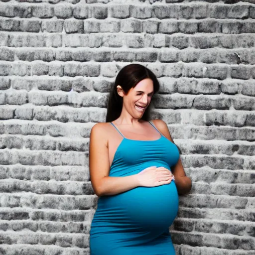 Prompt: pregnant woman eating lacorice and being happy