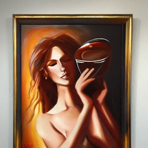 Image similar to goddess of coffee, best on artstation, oil on canvas