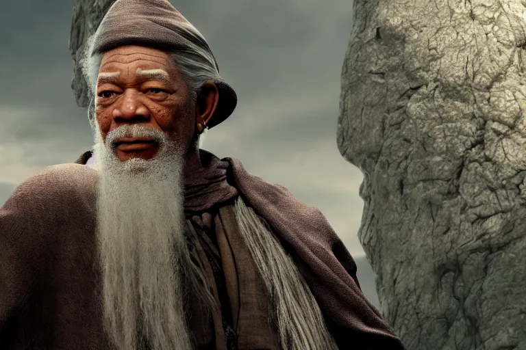 Prompt: morgan freeman starring as gandalf in lord of the rings, still from a pixar movie, high quality 3 d render, movie, pixar, renderman, 4 k, artstation