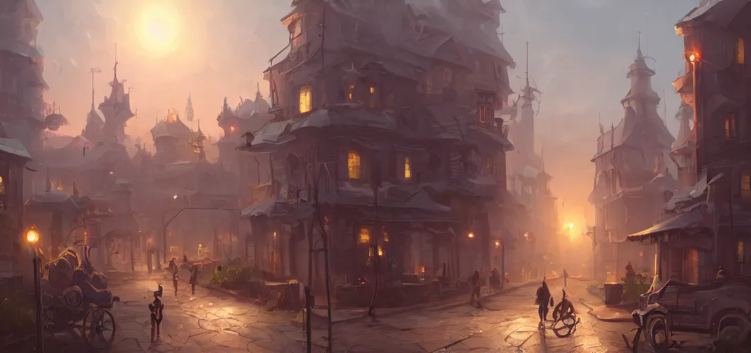 Image similar to concept art by sylvain sarrailh of a steampunk town