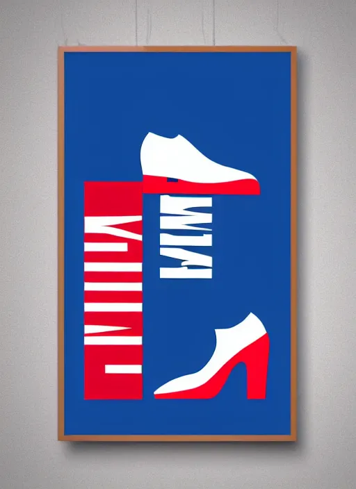 Prompt: minimal movie poster, red shoe and blue shoe