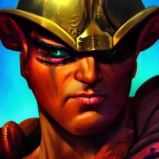 Prompt: Bright, colorful, realistic roman rpg single individual headshot dramatic backlighting, kodachrome, high contrast, highly detailed, sharp focus, digital painting, concept art, illustration, trending on artstation, comic book by Alex Ross cover art