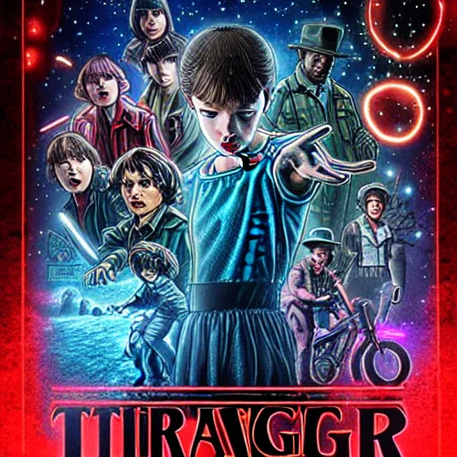 Image similar to stranger things eleven fighting vecna 4 k realistic