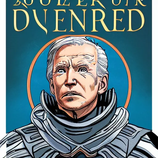 Prompt: book cover god emperor of dune. sandworm with the face of joe biden. cover art style