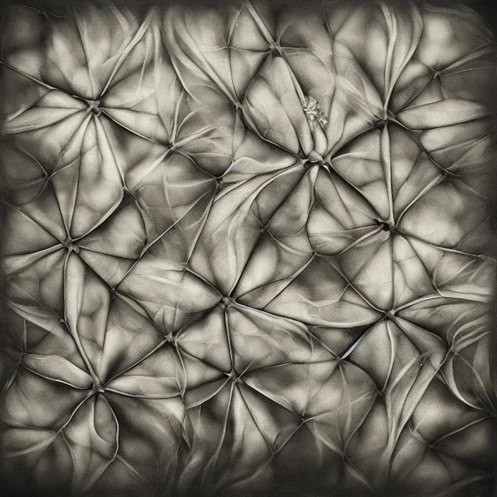 Prompt: tessellating hybrid organic flowers, by lee jeffries, gelatin silver process,