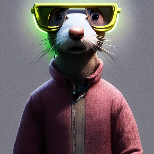 Image similar to a anthropomorphic ferret dressed as walter white, hyperdetailed, artstation, cgsociety, 8 k