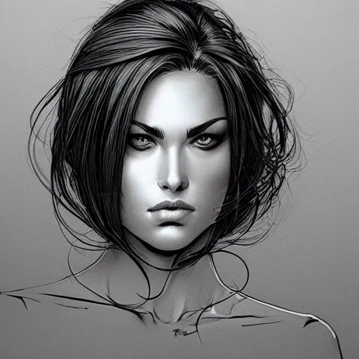 Image similar to a beautiful portrait of a woman Travis Charest style