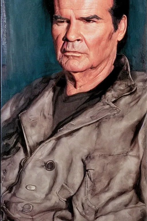 Prompt: James Garner portrait by Drew Struzan