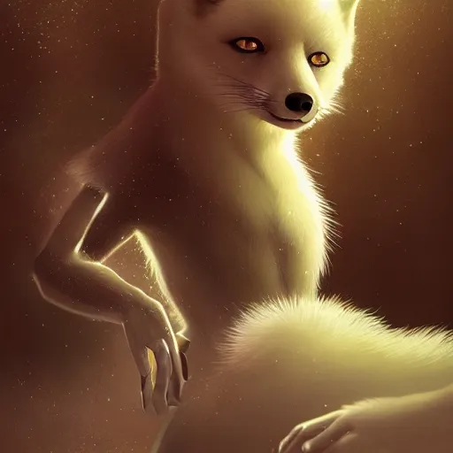 Image similar to elegant anthropomorphic arctic fox butler by artgerm, victo ngai, ryohei hase, artstation, highly detailed digital painting, smooth, global illumination, fantasy art by greg rutkowsky, karl spitzweg