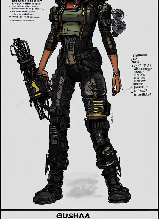Prompt: Beautiful Sophia. gorgeous female cyberpunk mercenary wearing a cyberpunk headset, military vest, and jumpsuit. Gorgeous face. Concept art by Sherree Valintine Daines, James Gurney, and Laurie Greasley. Industrial setting. ArtstationHQ. Creative character design for cyberpunk 2077.