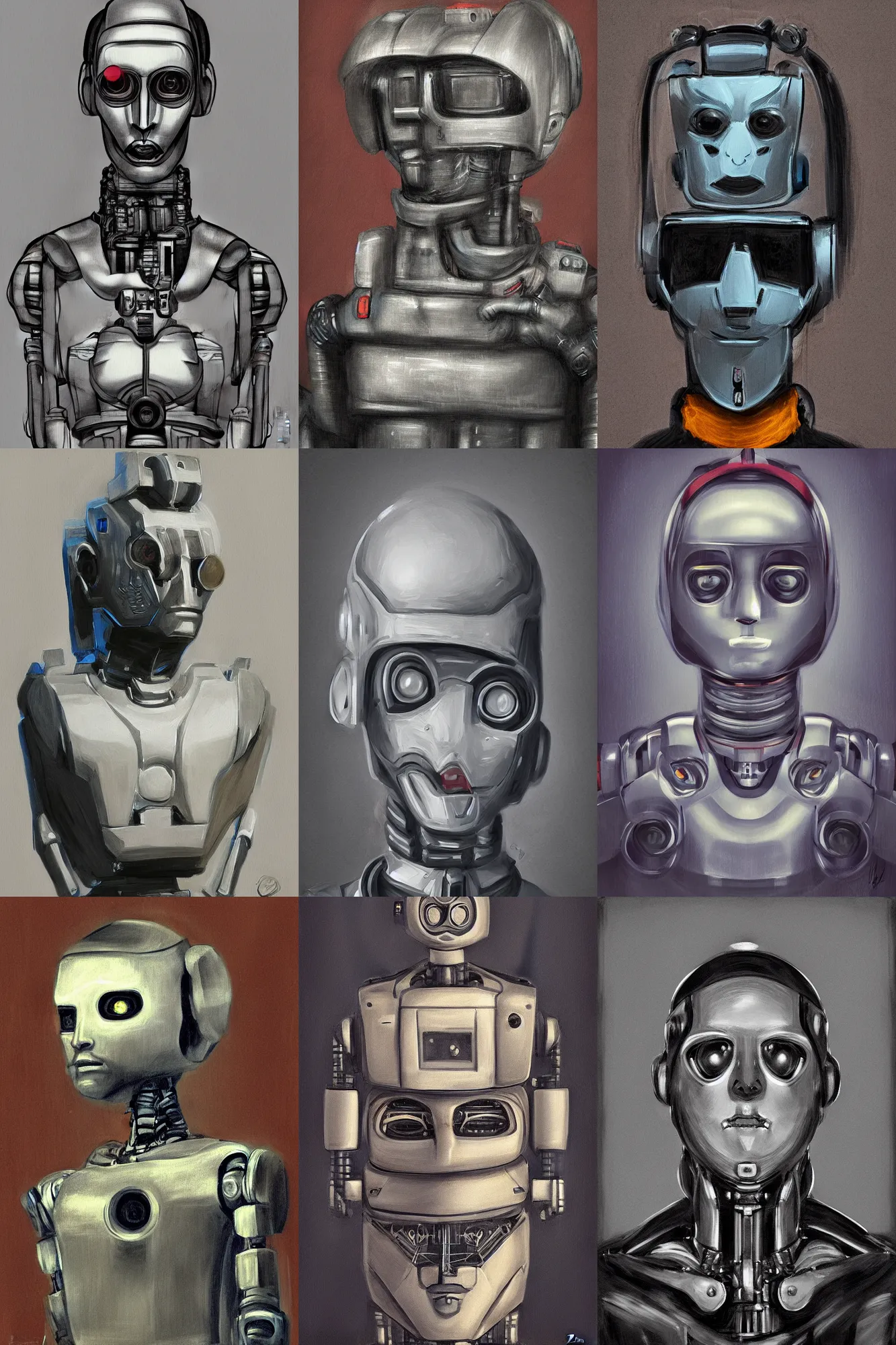 Prompt: robot portrait by Bazán Lazcano