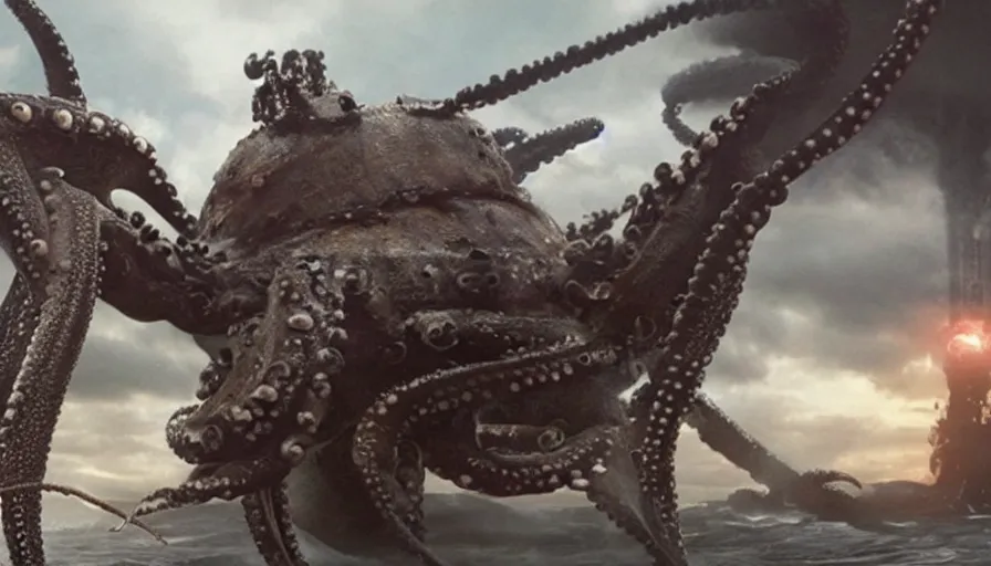 Prompt: big budget movie about an octopus genetically fused with an attack helicopter