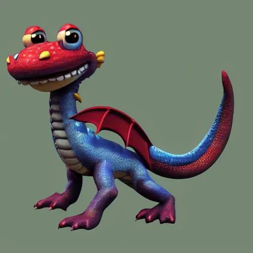Prompt: pixar render of a cute dragon, stylised