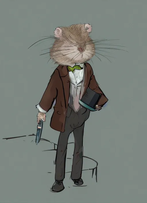 Image similar to portrait of a pet rat dressed as an english professor, standing in a chemistry lab, digital art, artstation