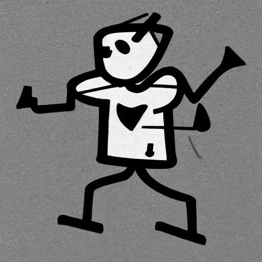 Prompt: frustrated stick figure with an axe
