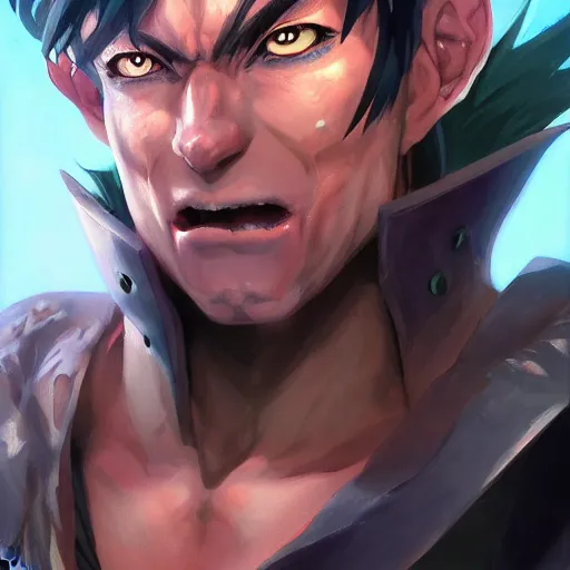 anime portrait of goblins as a muscular anime boy by, Stable Diffusion