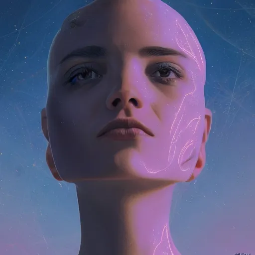 Image similar to woman grasping the moon, closeup!, digital art, tarot card, symmetrical portrait!!, trending on cgsociety, contest winner, digital art, intricate, by beeple, artgerm, rutkowski, mumford, bussiere, villeneuve, symmetry!!