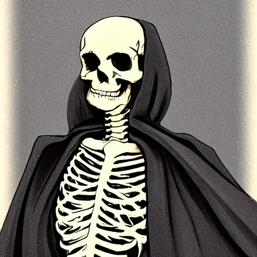 Image similar to a skeleton in black cloak