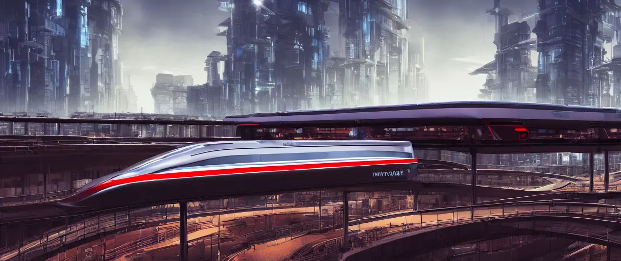 futuristic city center maglev train station, modern | Stable Diffusion ...