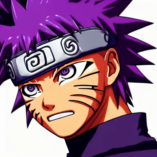 Image similar to close up of a naruto in smooth purple ninja uniform, blue spiked hair, muscular, intense, dramatic pose body of an ultrafine hyperdetailed illustration by kim jung gi, irakli nadar, intricate linework, sharp focus, bright colors, octopath traveler, final fantasy, unreal engine 5, global illumination, radiant light.