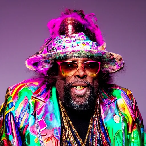 Image similar to george clinton and the p - funk, psychedelic award winning photography