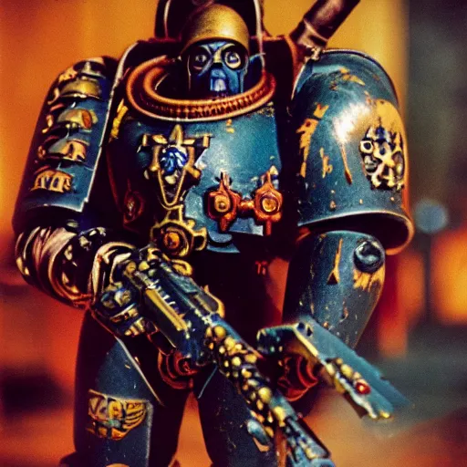 Prompt: Warhammer 40K Noise Marine, portrait photo, cinematic, cinestill 400t film