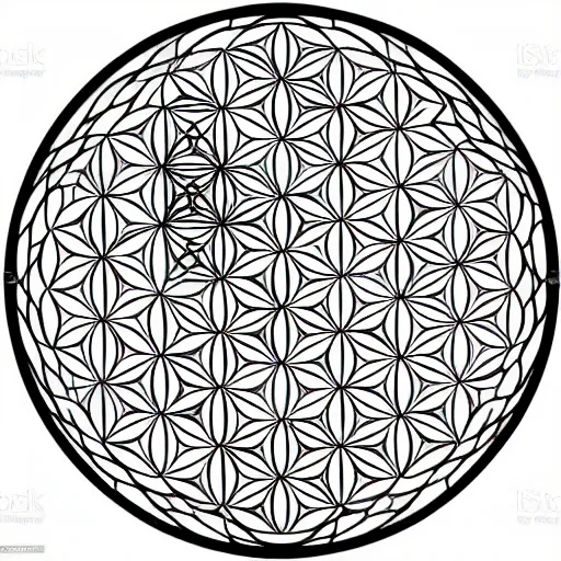 Image similar to ' flower of life'geometry concept drawing plan in black ink line - art